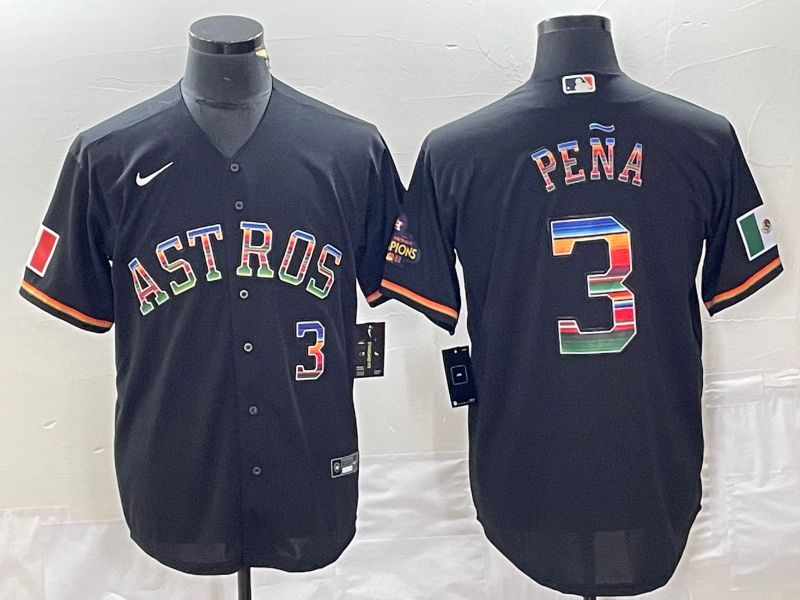Men Houston Astros #3 Pena Black rainbow Nike Game MLB Jersey style 1->houston astros->MLB Jersey